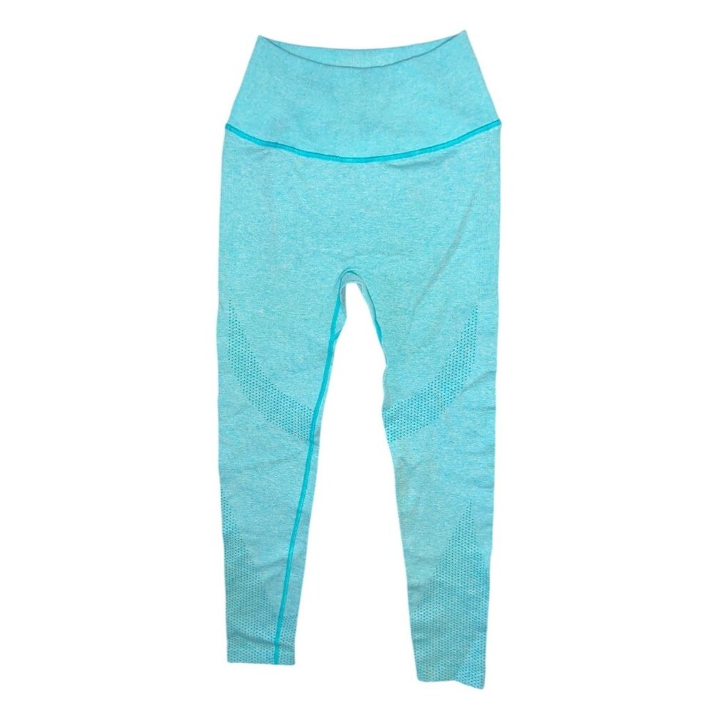 Nux Seamless Turquoise Athletic Workout Butt Scrunch Yoga Leggings Pants Sz Smal